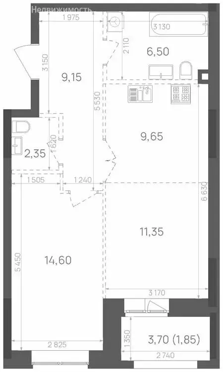 1-комнатная квартира: Казань, Краснококшайская улица, 60 (55.45 м) - Фото 0
