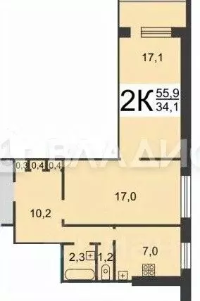 2-к кв. Нижегородская область, Нижний Новгород Мещерское Озеро ... - Фото 2