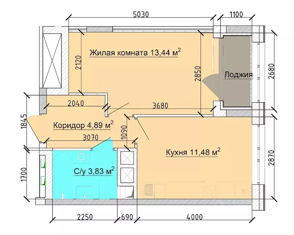 1-к кв. Кемеровская область, Кемерово ул. 1-я Линия, 24 (35.6 м) - Фото 1