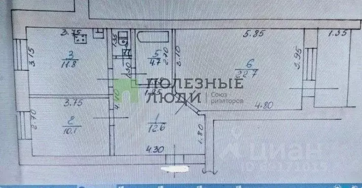 2-к кв. Орловская область, Урицкий район, Нарышкино пгт  (63.0 м) - Фото 2