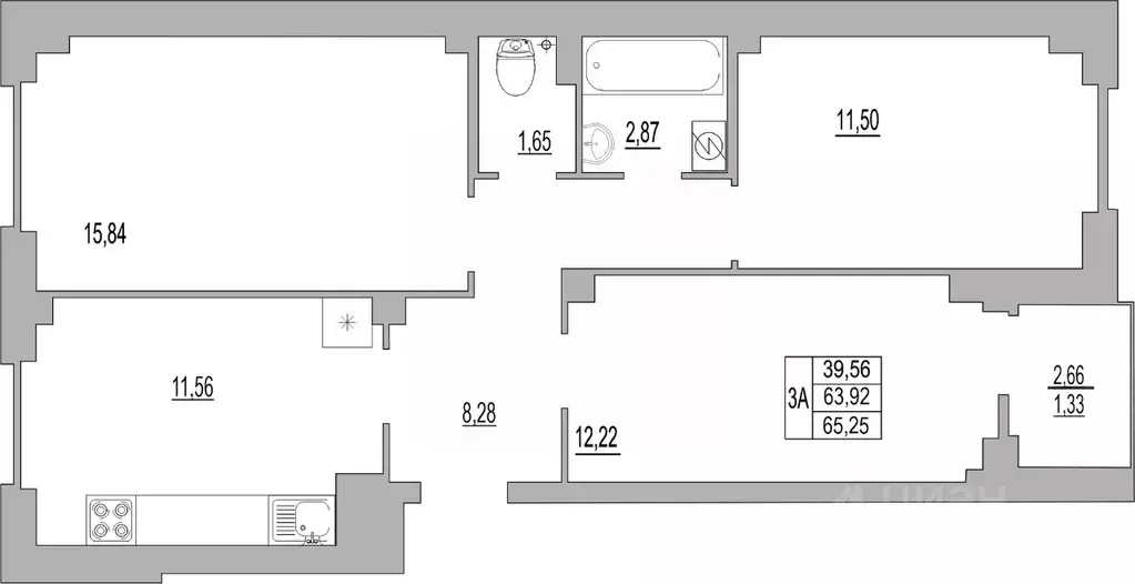 3-к кв. Псковская область, Псков ул. Юности, 32 (65.25 м) - Фото 0