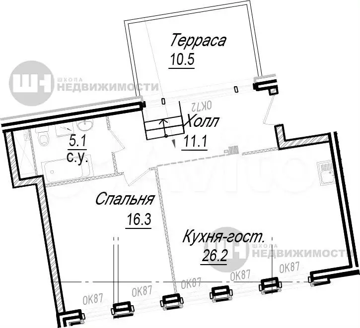 2-к. квартира, 64 м, 6/8 эт. - Фото 0