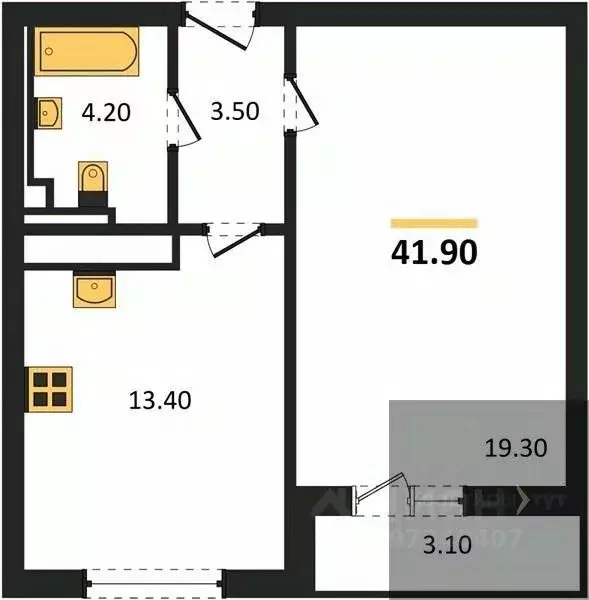 1-к кв. Воронежская область, Воронеж ул. Загоровского, 5/3 (41.9 м) - Фото 0