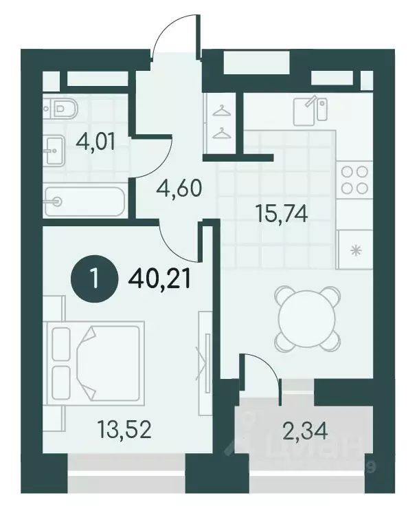 1-к кв. Курганская область, Курган Малиновые высоты жилой комплекс ... - Фото 0