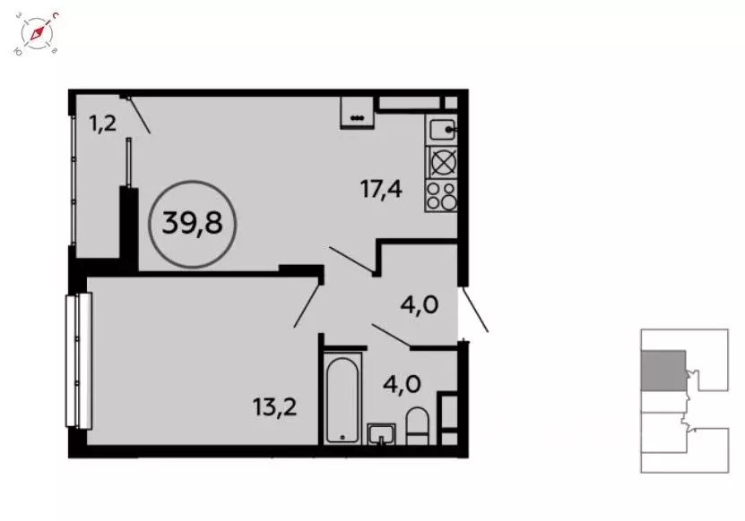 1-к кв. Санкт-Петербург просп. Авиаконструкторов, 69 (39.6 м) - Фото 2