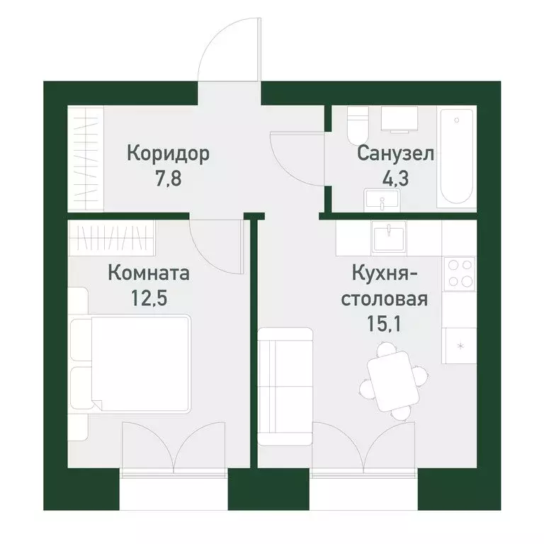1-комнатная квартира: Екатеринбург, микрорайон Академический, 45-й ... - Фото 0