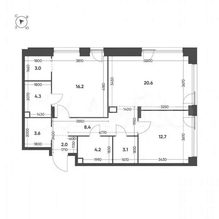 2-к. квартира, 78,1 м, 5/11 эт. - Фото 1