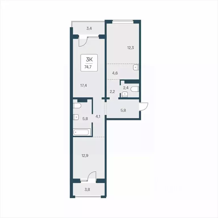 3-к кв. Новосибирская область, Новосибирск ул. Сибиряков-Гвардейцев, ... - Фото 1