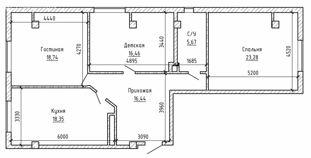3-комнатная квартира: Нальчик, район Молодёжный, жилой комплекс Родина ... - Фото 1