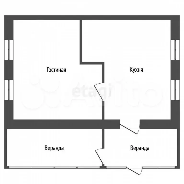 1-к. квартира, 44,2 м, 1/1 эт. - Фото 0