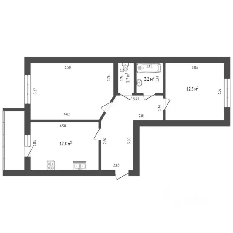 2-к кв. Тюменская область, Тюмень Широтная ул., 158 (62.0 м) - Фото 2