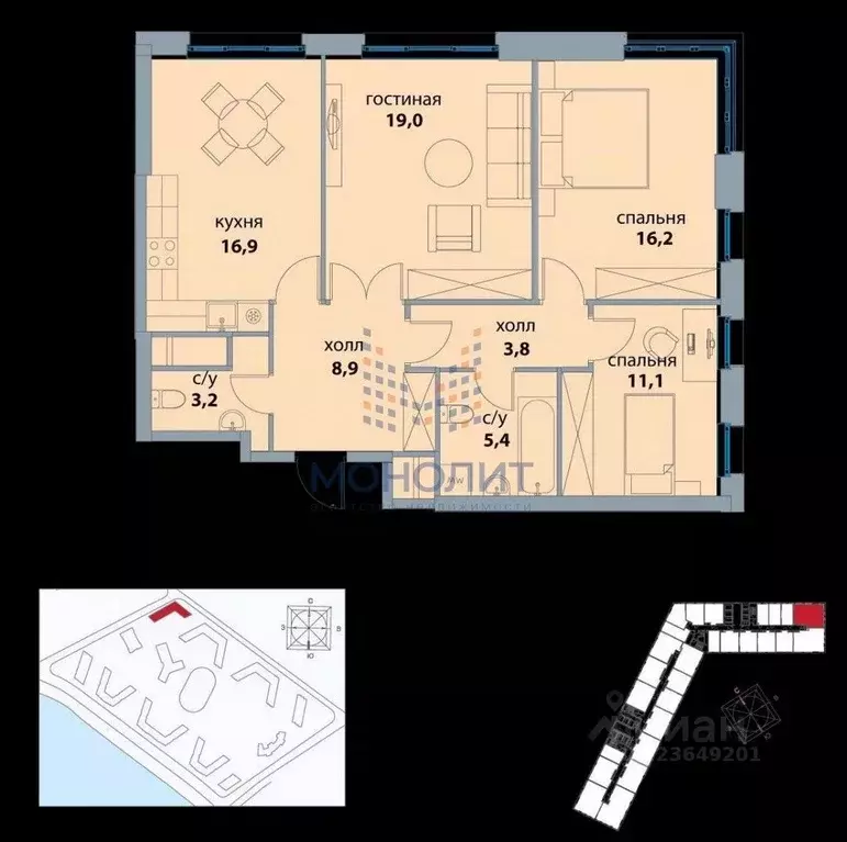 3-к кв. Москва Шелепихинская наб., 34к5 (85.0 м) - Фото 1