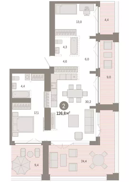 2-комнатная квартира: Новосибирск, Большевистская улица, 66 (126.81 м) - Фото 2