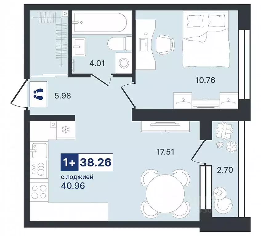 1-к кв. Тюменская область, Тюмень Ставропольская ул., 1к4 (38.26 м) - Фото 1