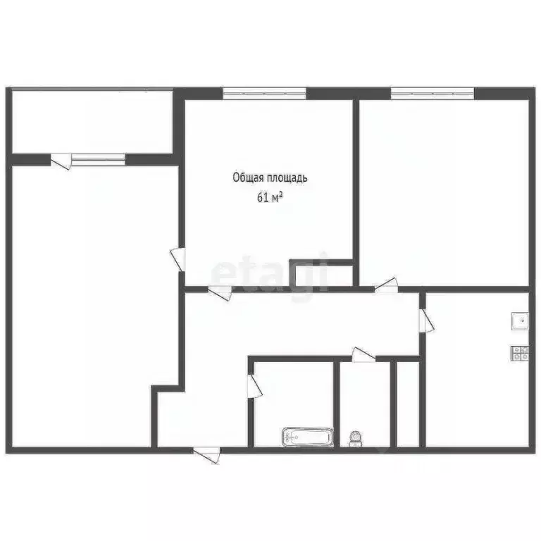 2-к кв. Кемеровская область, Кемерово ул. Веры Волошиной, 38Б (52.7 м) - Фото 1