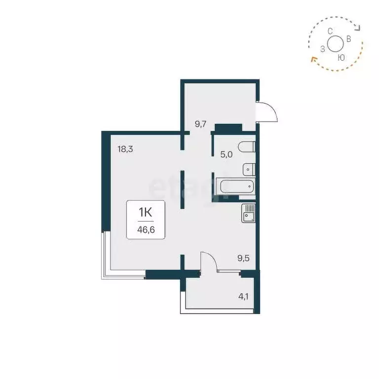 Продаётся 1-к квартира, 46.4 м - Фото 0