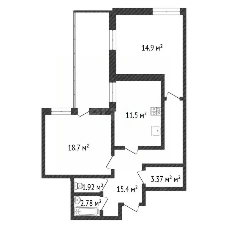 2-к кв. Нижегородская область, Нижний Новгород Ошарская ул., 98 (72.4 ... - Фото 2