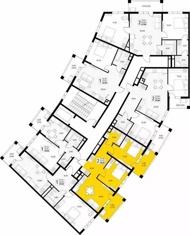 2-комнатная квартира: Сукко, жилой комплекс Кипарис (58.4 м) - Фото 1