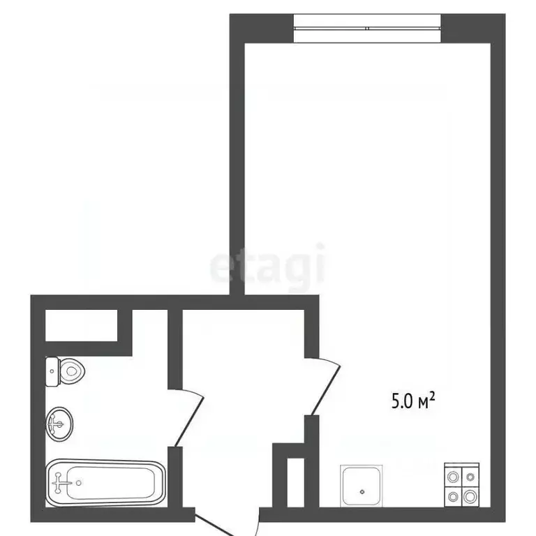 Студия Тюменская область, Тюмень ул. Алматинская, 6 (26.2 м) - Фото 1