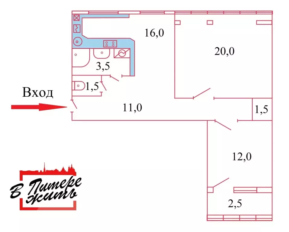 2-к кв. Санкт-Петербург Планерная ул., 69К1 (61.5 м) - Фото 1