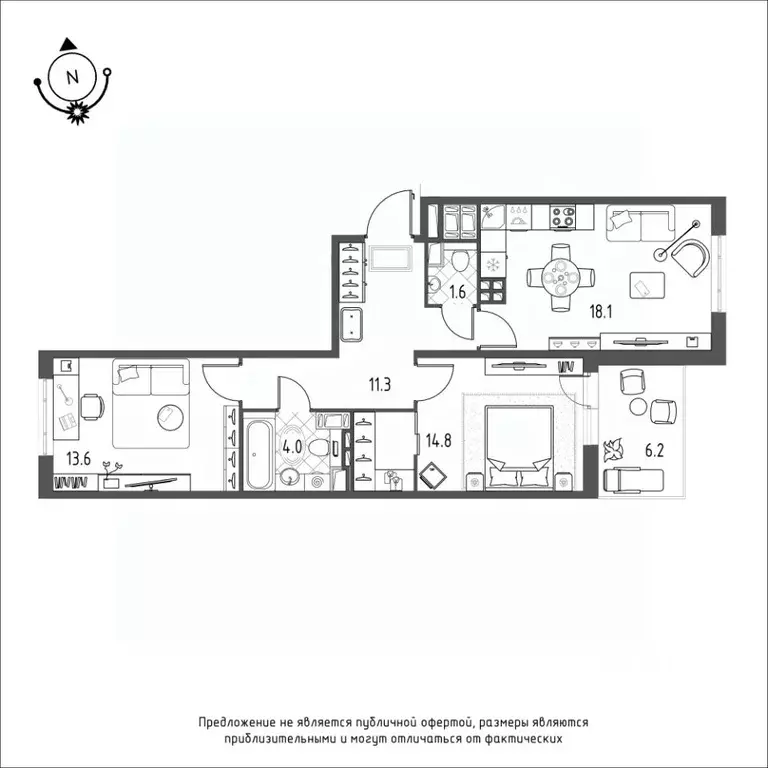 2-к кв. Омская область, Омск Зеленая река мкр, 12 (66.5 м) - Фото 0