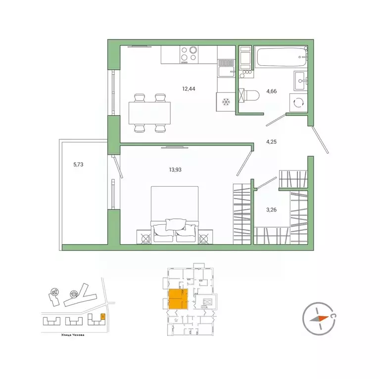 1-к кв. Ленинградская область, Гатчина ул. Чехова, 39к2 (39.8 м) - Фото 1