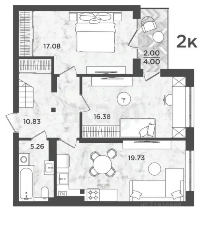 2-к кв. Калининградская область, Калининград Вагоностроительная ул., ... - Фото 1