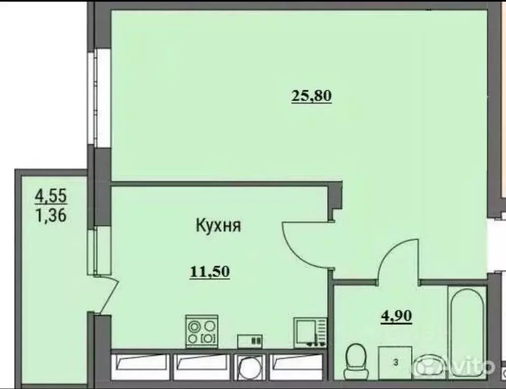 1-к кв. Калужская область, Калуга Дорожная ул., 11к3 (42.2 м) - Фото 2