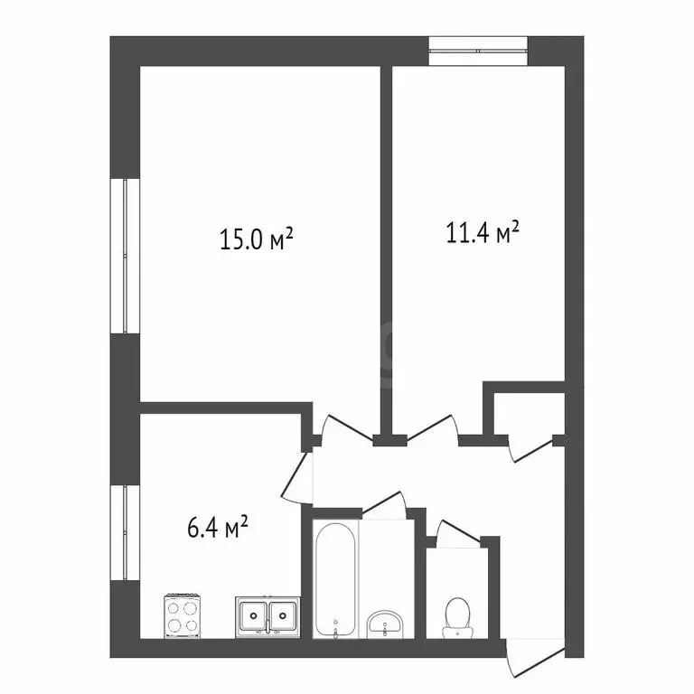 2-комнатная квартира: посёлок Новотарманский, Сосновая улица, 17 (42 ... - Фото 1