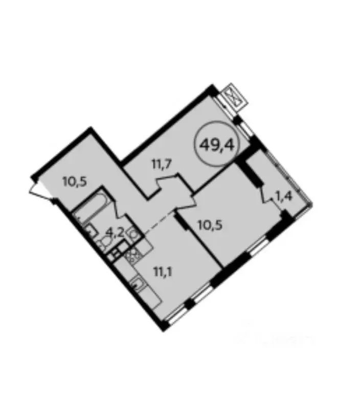 2-к кв. Москва просп. Прокшинский, 12 (49.4 м) - Фото 2