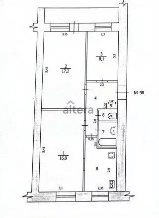 3-к кв. Татарстан, Казань ул. Серова, 27 (61.5 м) - Фото 1