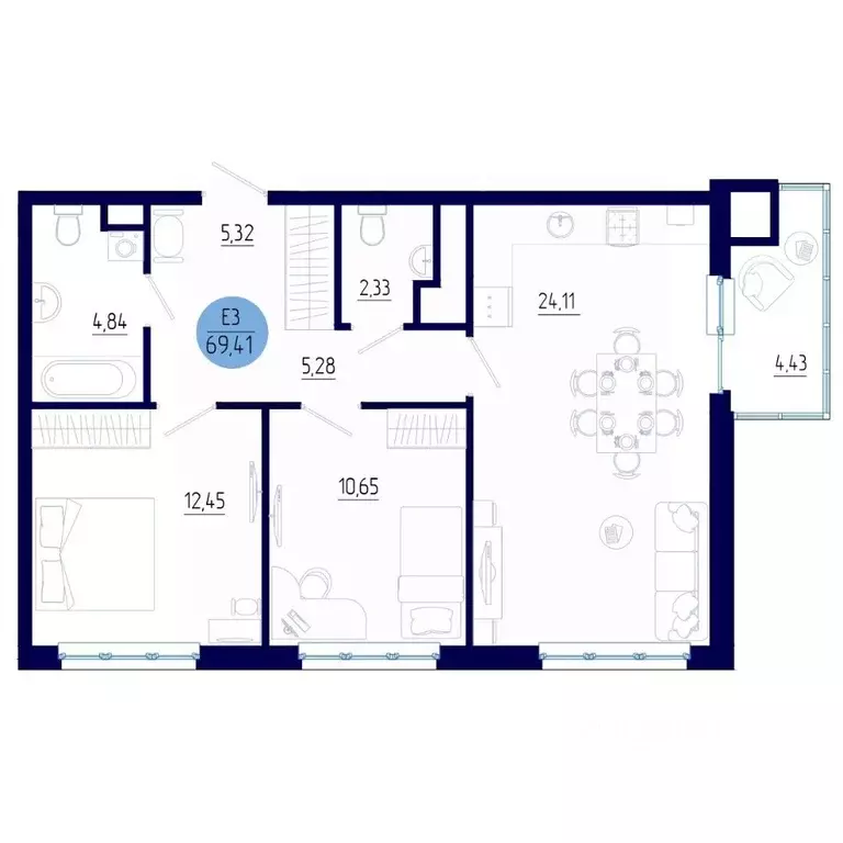 2-к кв. Рязанская область, Рязанский муниципальный округ, с. Дядьково ... - Фото 1