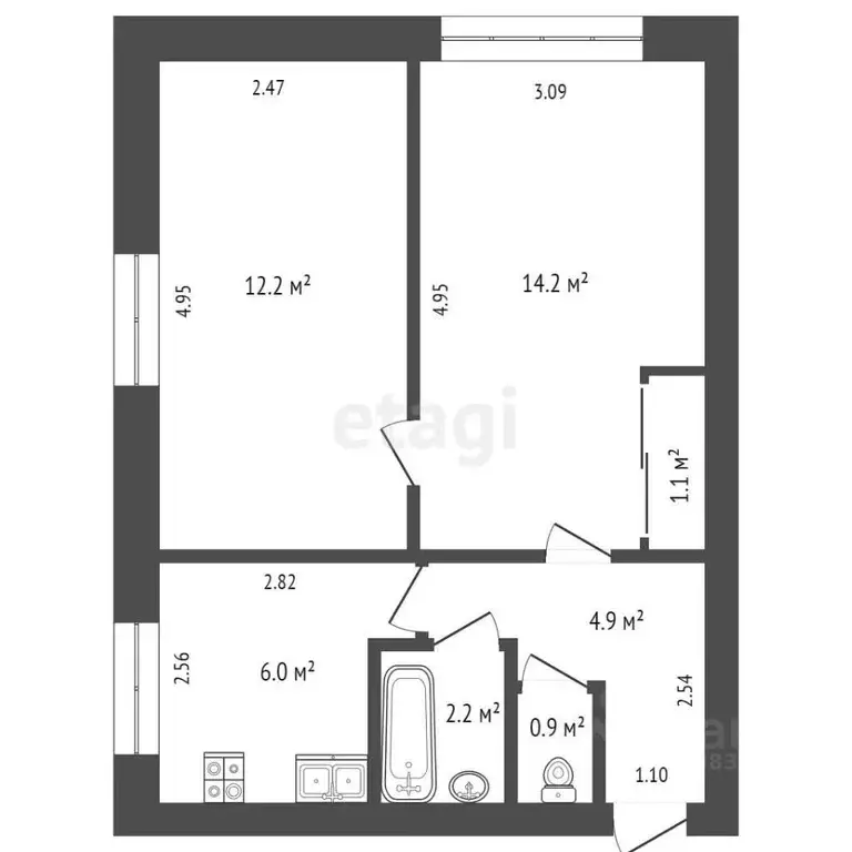 2-к кв. Хабаровский край, Комсомольск-на-Амуре Вокзальная ул., 42к2 ... - Фото 1