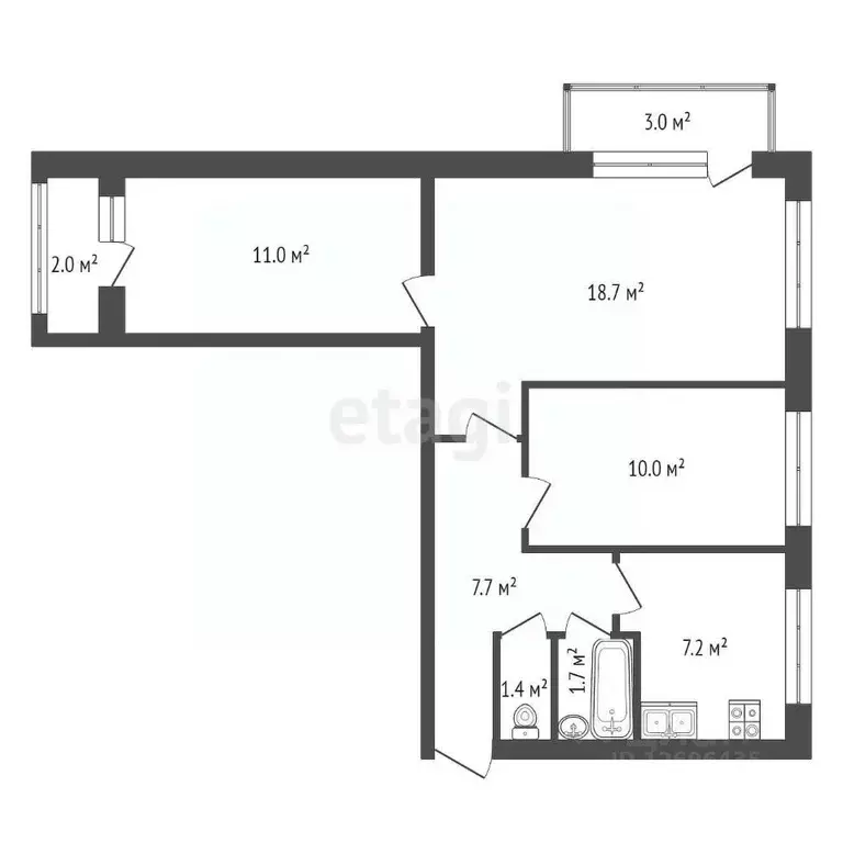 3-к кв. Московская область, Люберцы ул. Митрофанова, 2 (57.7 м) - Фото 1