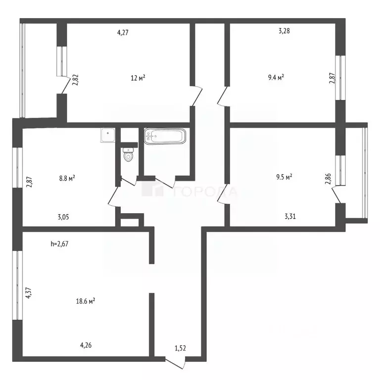 4-к кв. Кемеровская область, Новокузнецк просп. Запсибовцев, 4 (78.2 ... - Фото 1