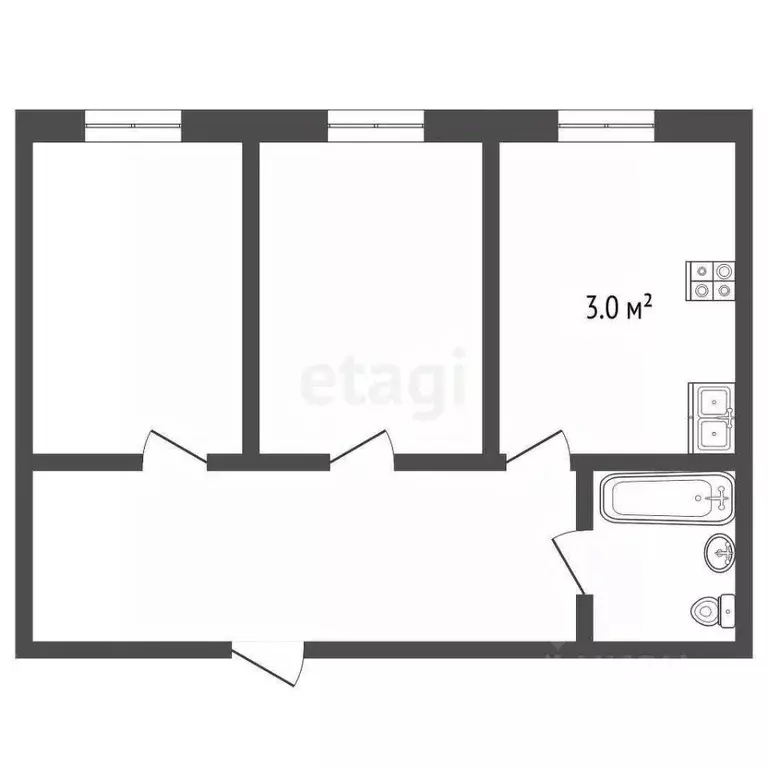 1-к кв. Ставропольский край, Ессентуки Октябрьская ул. (45.0 м) - Фото 2