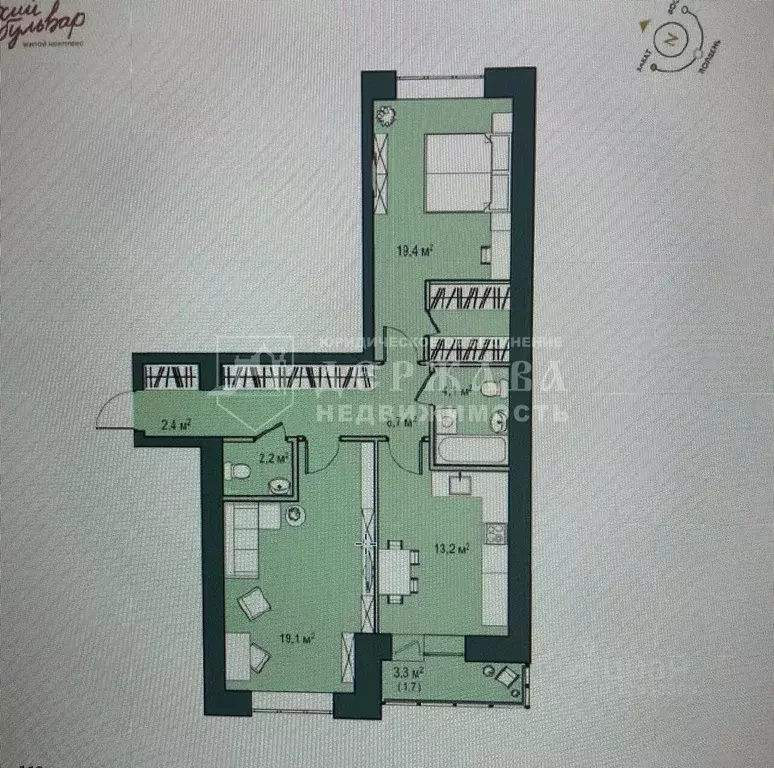 2-к кв. Кемеровская область, Кемерово бул. Строителей, 67 (71.2 м) - Фото 1