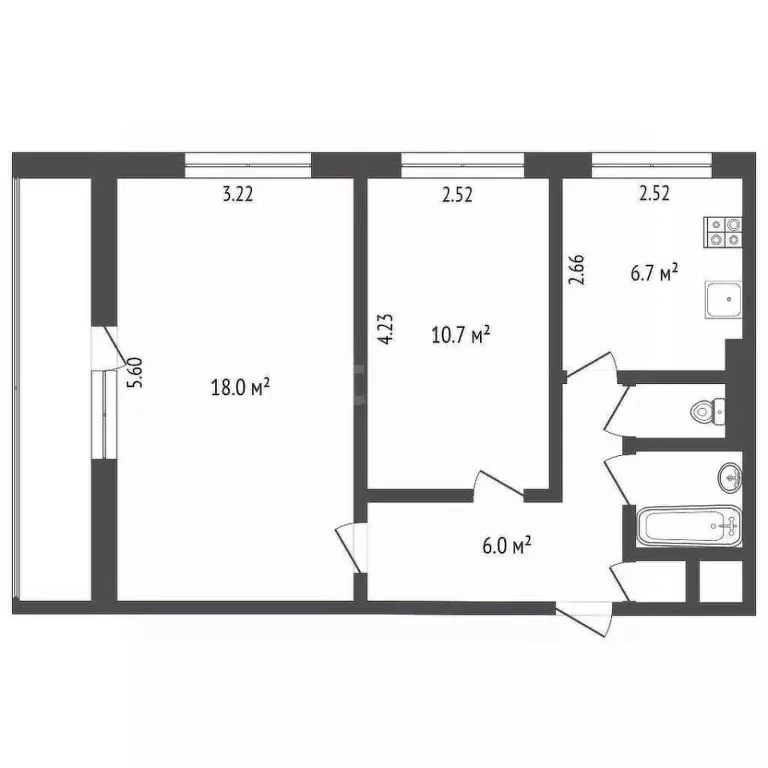2-к кв. Ярославская область, Ярославль просп. Дзержинского, 67 (44.6 ... - Фото 1