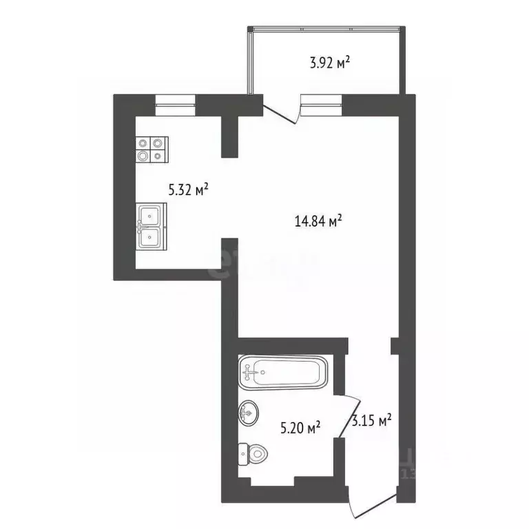 1-к кв. Крым, Ялта проезд Бакунинский, 13 (28.9 м) - Фото 2
