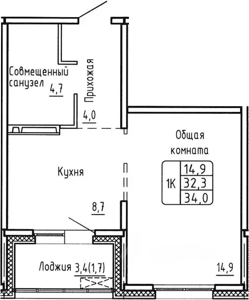 1-к кв. Новосибирская область, Новосибирск  (32.3 м) - Фото 0