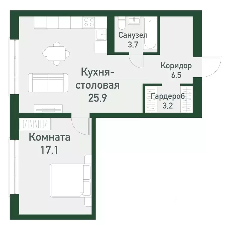 1-к кв. Челябинская область, Челябинский городской округ, пос. ... - Фото 0