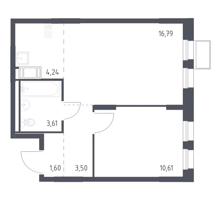 1-комнатная квартира: деревня Коробово, улица Авиаторов, 10 (39.6 м) - Фото 1