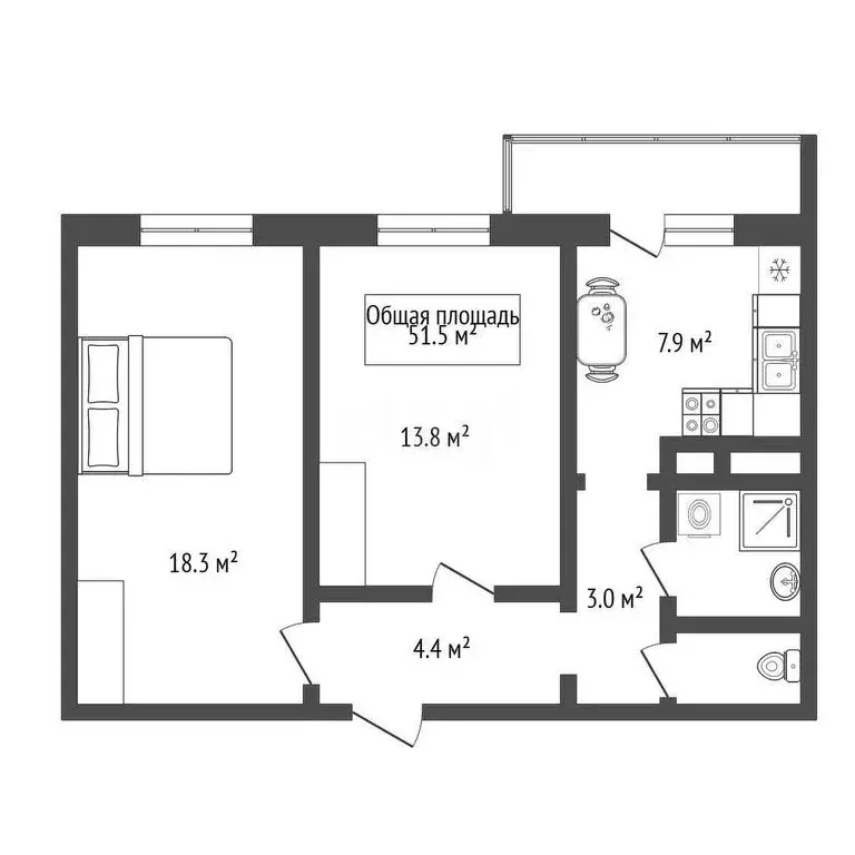 2-комнатная квартира: Новосибирск, улица Добролюбова, 162/1 (51.5 м) - Фото 1