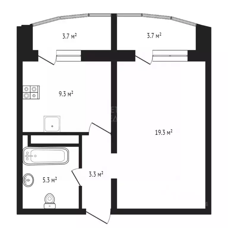 1-к кв. Тюменская область, Тюмень ул. Монтажников, 38 (37.0 м) - Фото 2