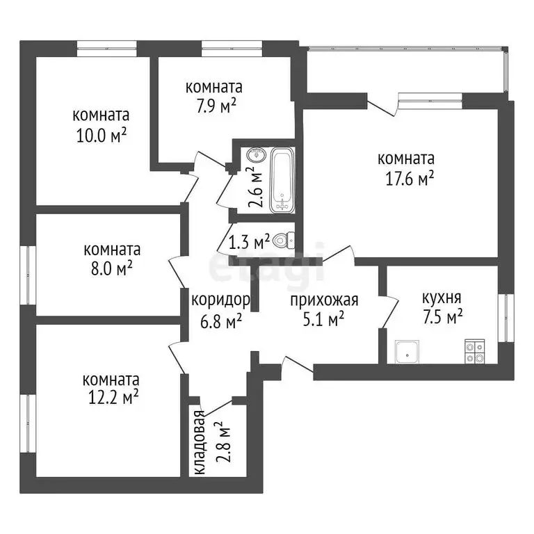 5-комнатная квартира: Тула, улица Кирова, 202Б (84.4 м) - Фото 0