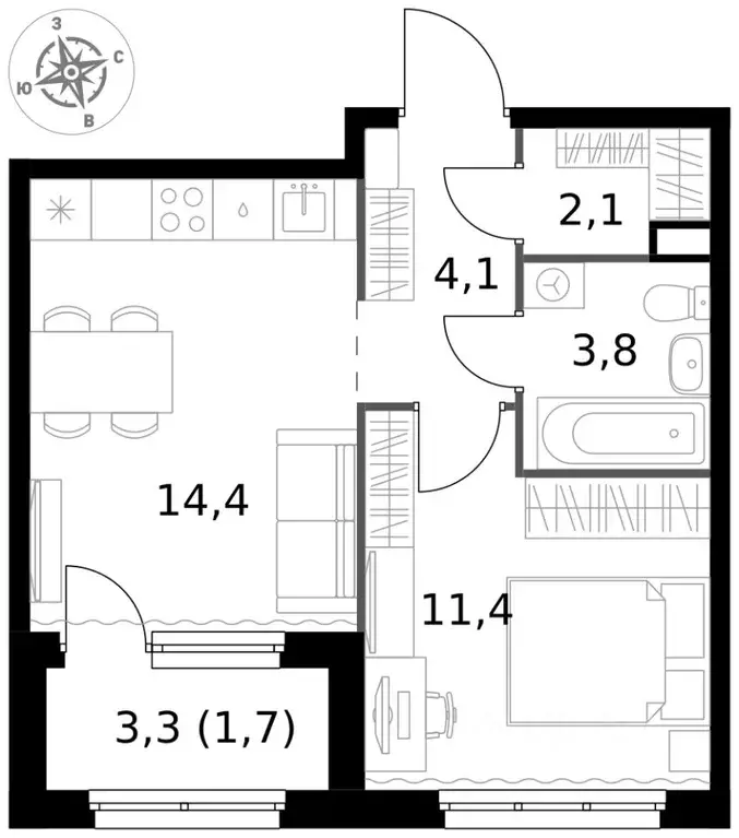 1-к кв. Московская область, Химки Клязьма-Старбеево мкр, Международный ... - Фото 2