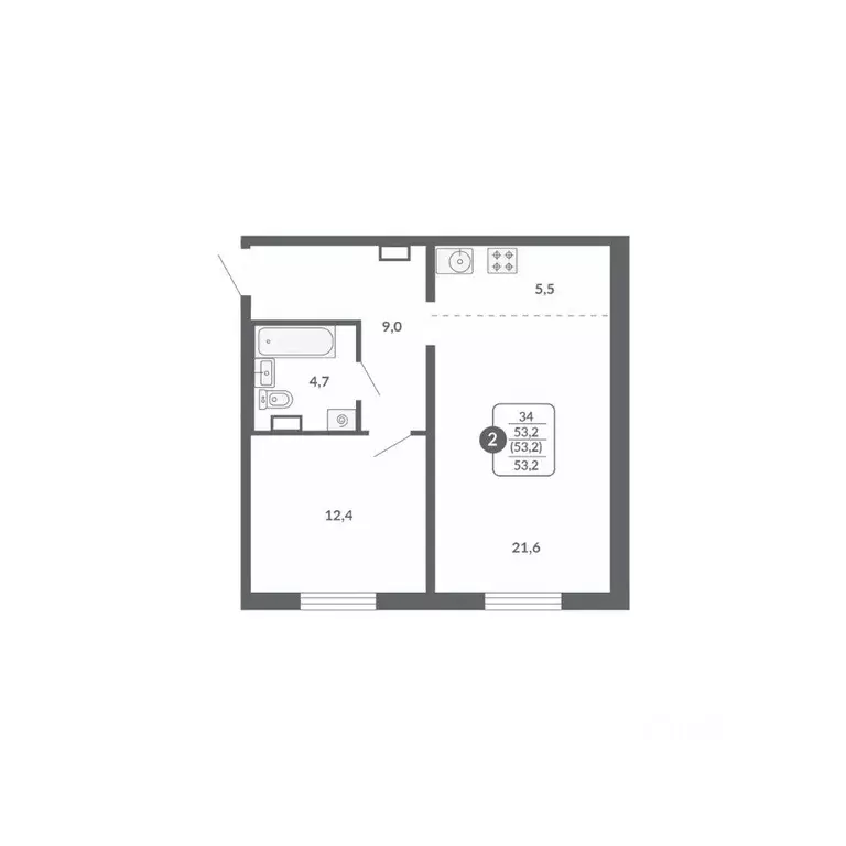 2-к кв. Кировская область, Киров ул. Потребкооперации, 34к1 (53.2 м) - Фото 1