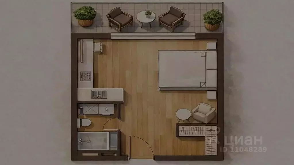 Студия Москва Бумажный проезд, 4 (29.7 м) - Фото 2