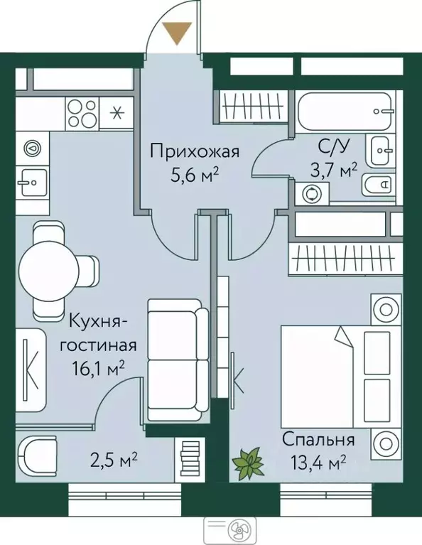1-к кв. Волгоградская область, Волгоград Новосибирская ул., 74с1 (41.3 ... - Фото 0