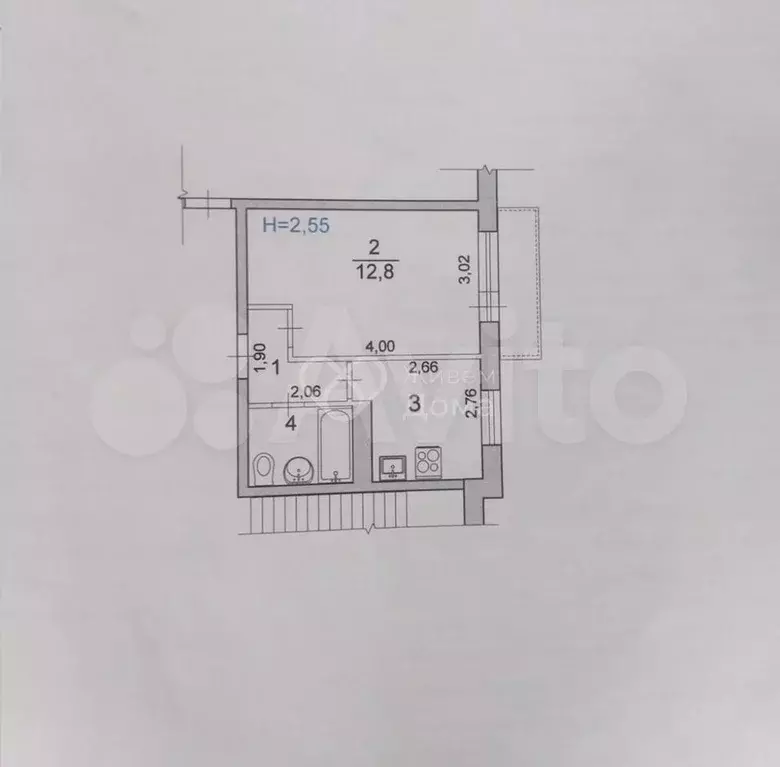 1-к. квартира, 29,8 м, 8/9 эт. - Фото 0